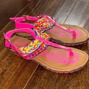 MIA Girls’ Bright/Neon Braided Sandals - Size 2